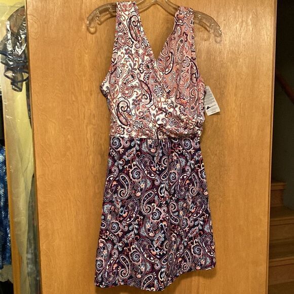 Land’s End Plus Size 1 Piece Swimsuit Dress Soft Cup Adjustable Navy Paisley Var - Picture 9 of 17